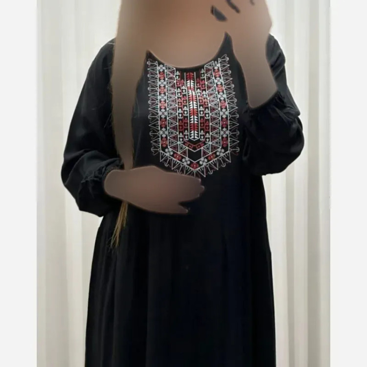 ساحلی نخی چاپ آیدا تک چین مشکی فری سایز (2)