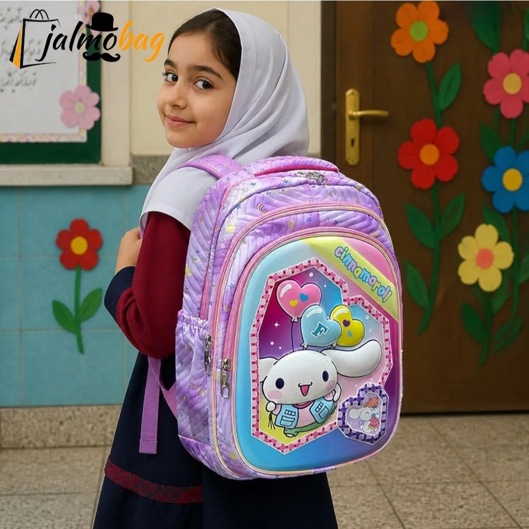 کوله پشتی دخترانه مقطع ابتدایی عکسدار نشکن ضدتعریق جادار 40x27x16 سانتیمتر