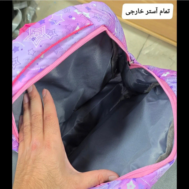 کوله پشتی دخترانه مقطع ابتدایی عکسدار نشکن ضدتعریق جادار 40x27x16 سانتیمتر