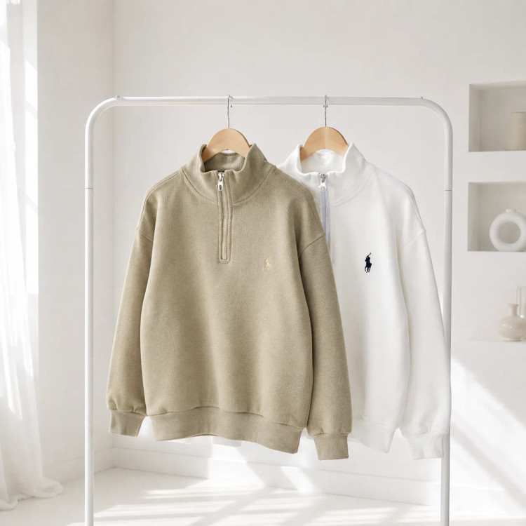 بلوز بافت نیم زیپ پسرانه اسپرت پاییزه مناسب 3 تا 8 سال