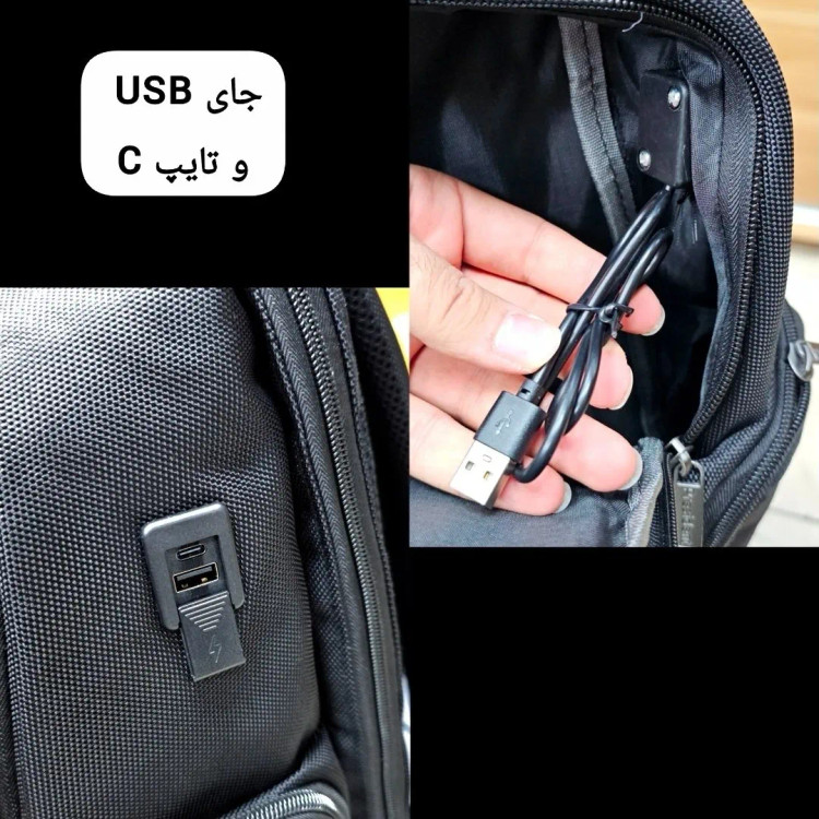 کوله پشتی وارداتی پرزیدنت ضد آب لپ تاپ دار سه خانه (2)