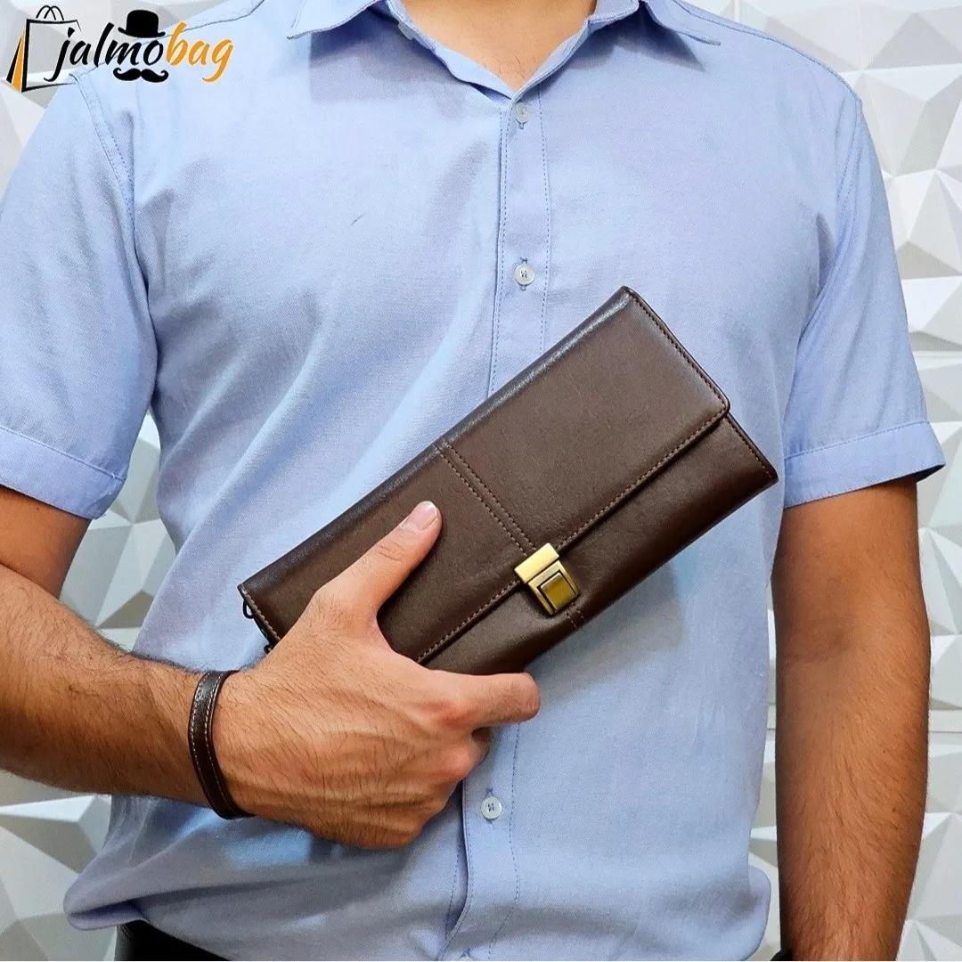 کیف دستی پاسپورتی چرم اصل گاوی مردانه کد 3050