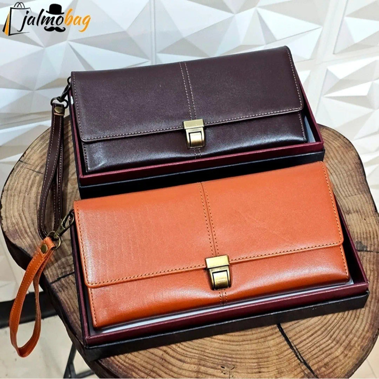 کیف دستی پاسپورتی چرم اصل گاوی مردانه کد 3050