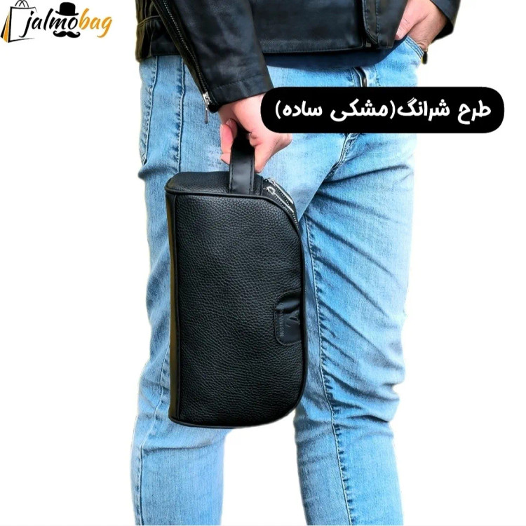 کیف دستی مردانه چرم صنعتی دو خانه مدل شوزبگ