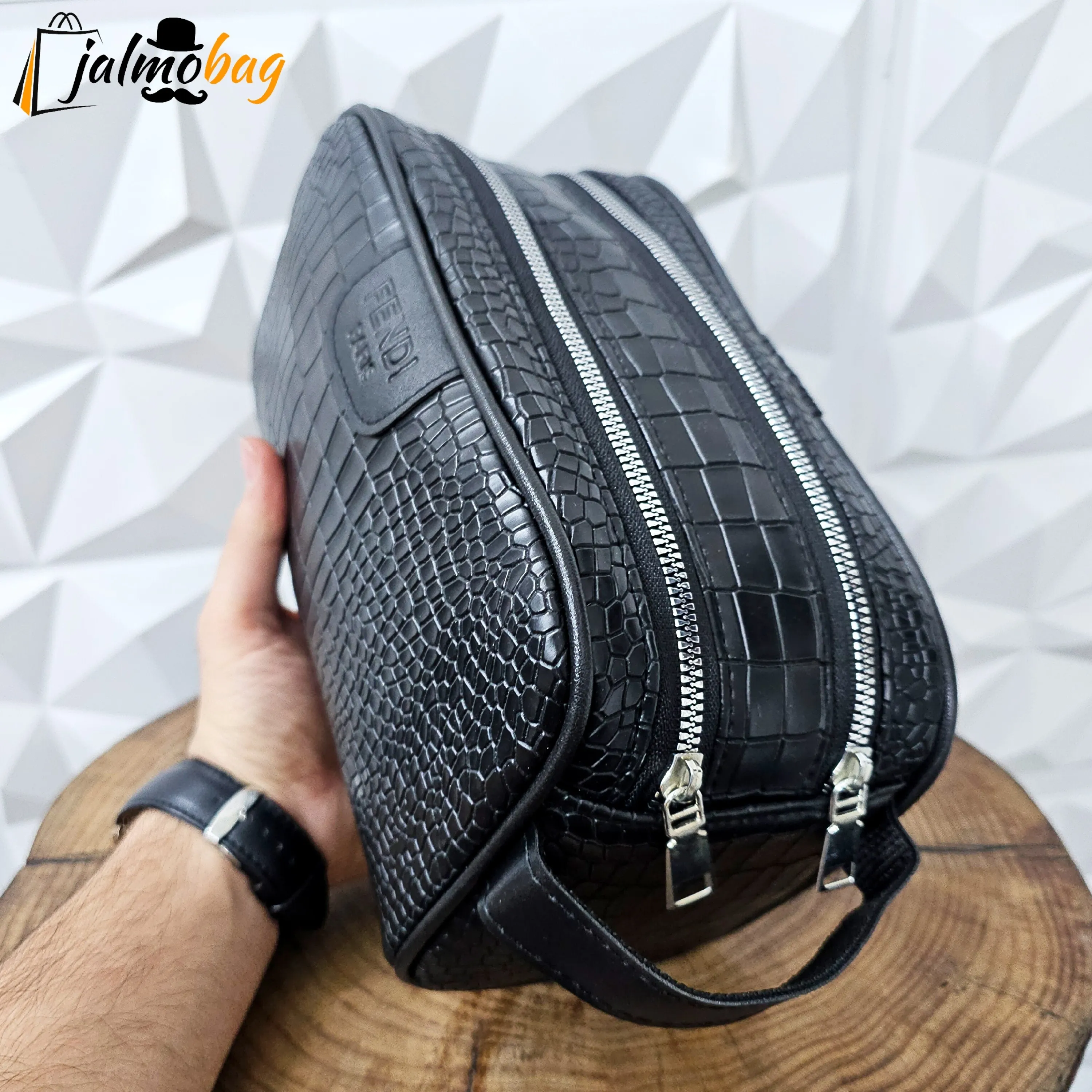 کیف دستی مردانه چرم صنعتی دو خانه مدل شوزبگ