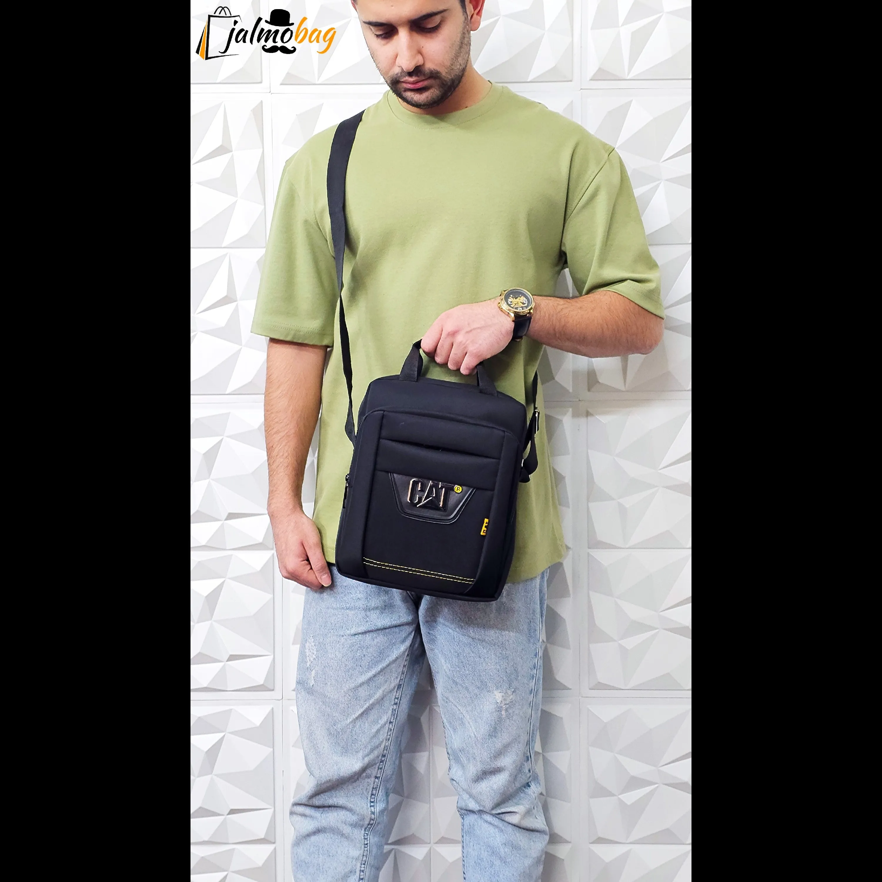 کیف دوشی مردانه برزنتی دیبا کت کوچک مشکی