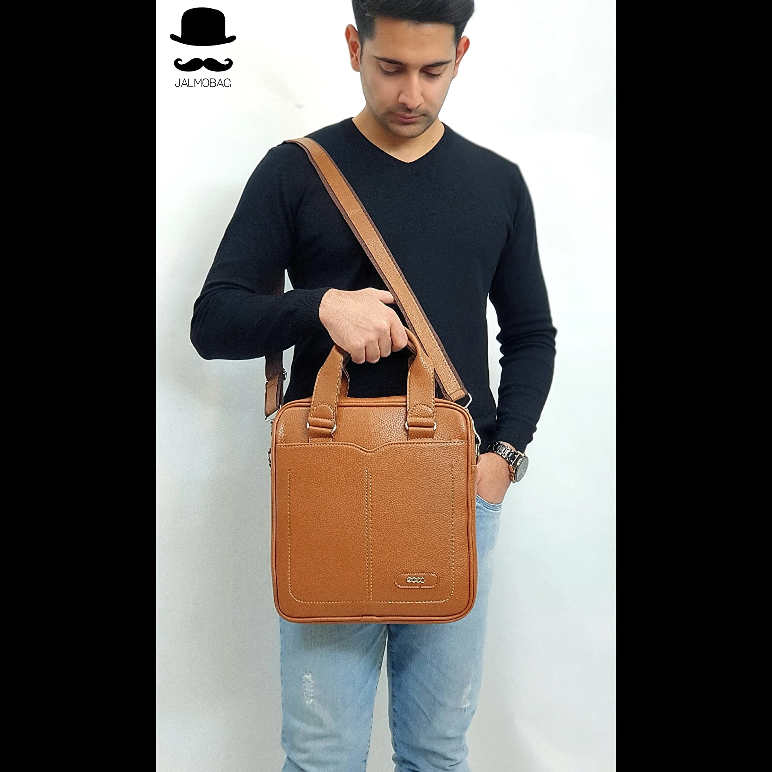 کیف اداری لپتاپی چرمی اِکو ایستاده دستی و دوشی