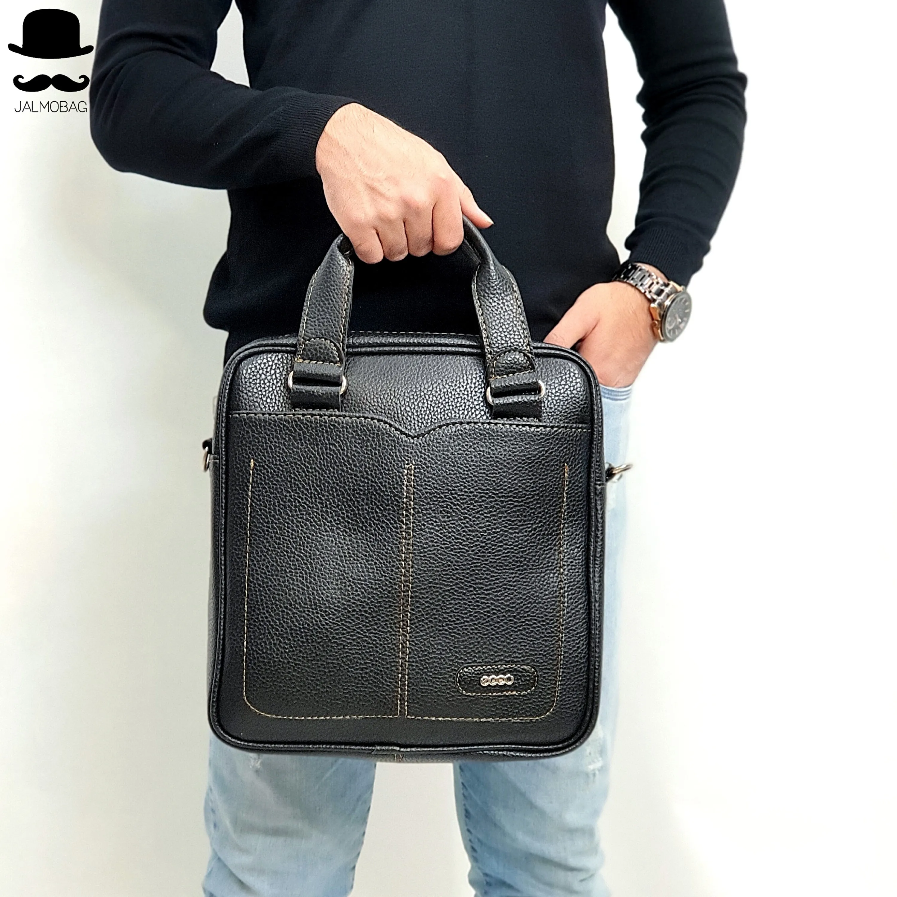 کیف اداری لپتاپی چرمی اِکو ایستاده دستی و دوشی