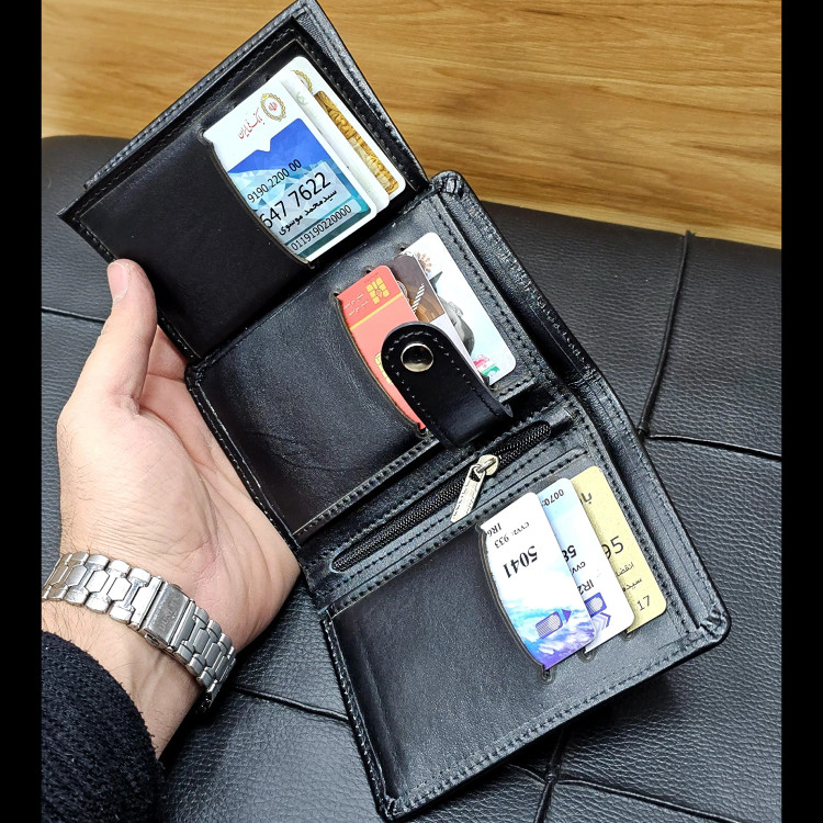 کیف پول جیبی چرم طبیعی گاوی