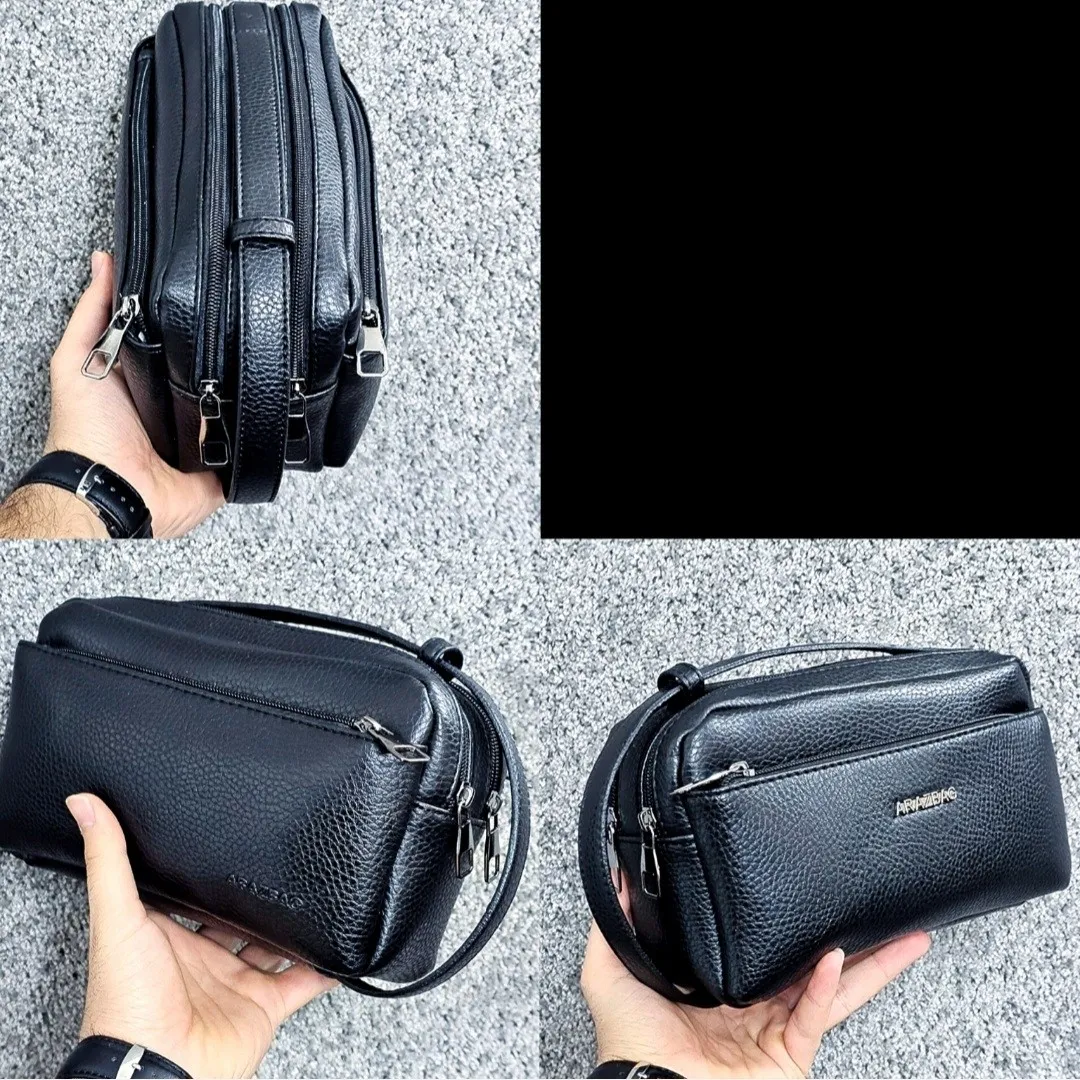 کیف دستی مردانه چرم صنعتی ضد خش شوزبگ دو خانه