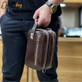 کیف دستی و دوشی چرم طبیعی گاوی دو خانه مدل شوزبگ