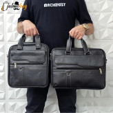 کیف اداری لپتاپی چرمی حلقه دار دو خانه دستی و دوشی