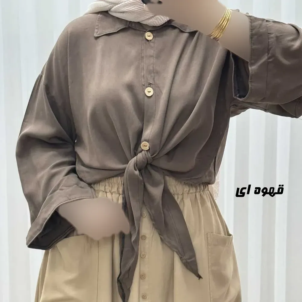 شومیز گرهای جلودکمه نخی فری سایز مناسب تا 50