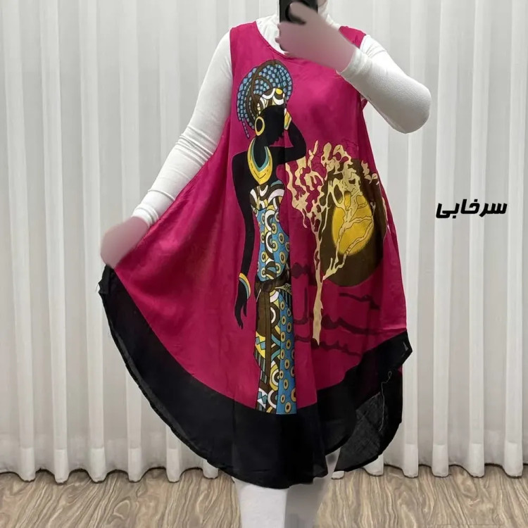 پیراهن ساحلی زنانه نخی فری سایز مناسب تا سایز 52 (3)