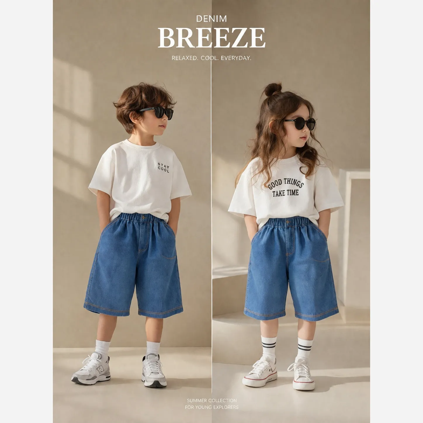 شلوارک جین کاغذی بچه گانه راحتی سایز 2 تا 7 سال