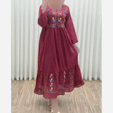 پیراهن گلدوزی هندی بلند SH7581
