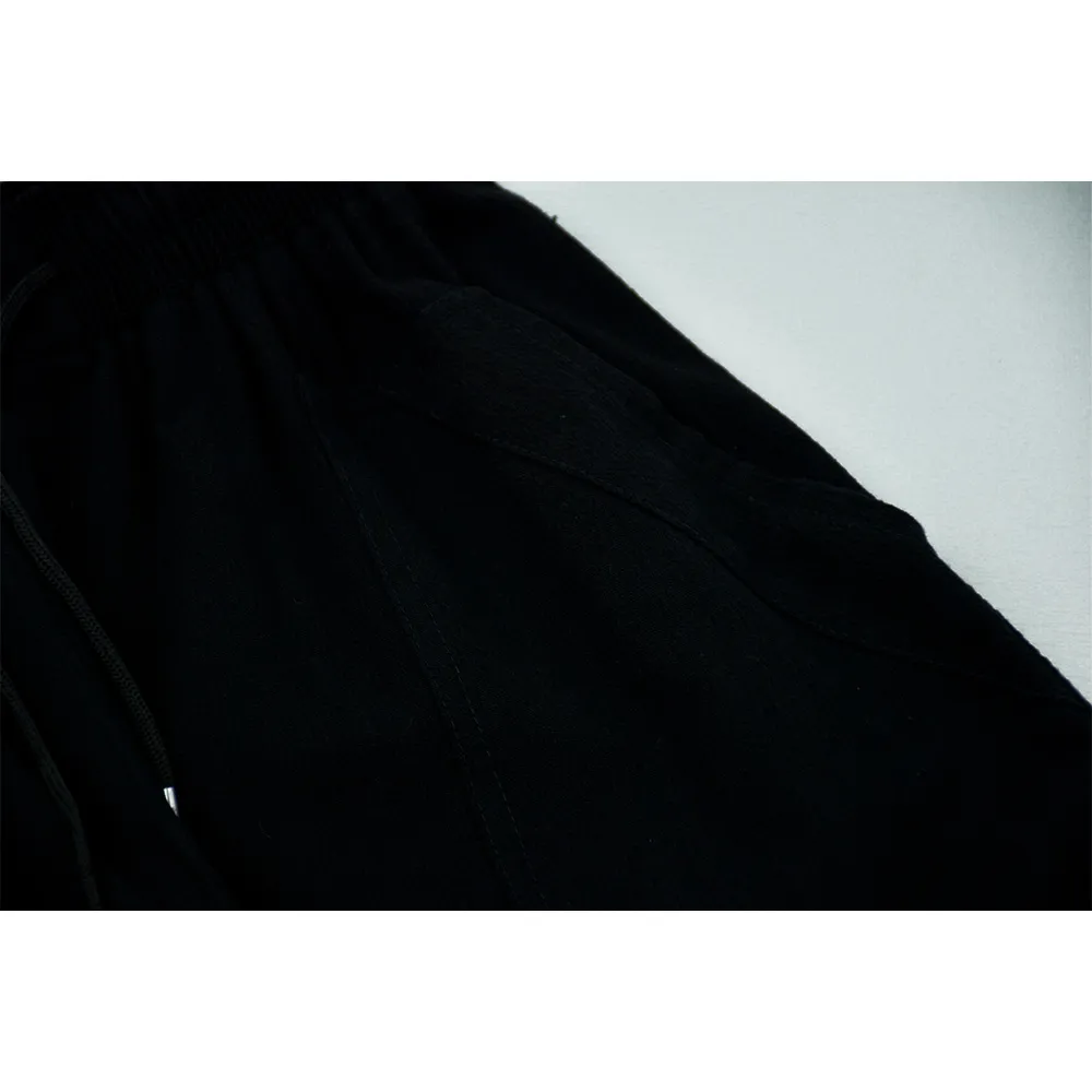 شلوار مردانه راسته لنین مشکی ساده کمر کش
