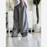 شلوار اسلش مردانه و زنانه فول بگ پارچه ملانژ طوسی سایز بزرگ XXL و XXXL