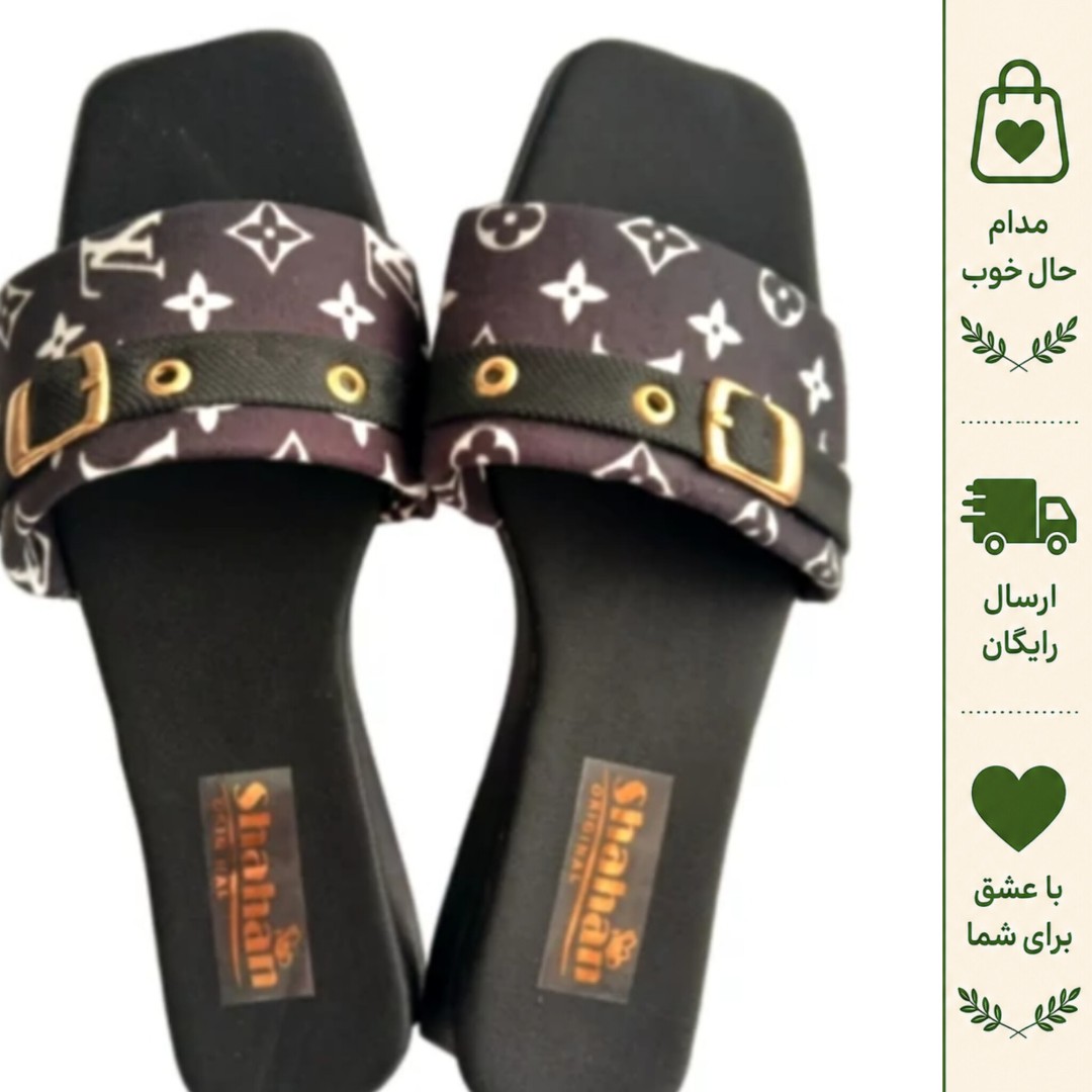 صندل زنانه مدل لوئی ویتون LV رنگ مشکی سایز 37 تا 40