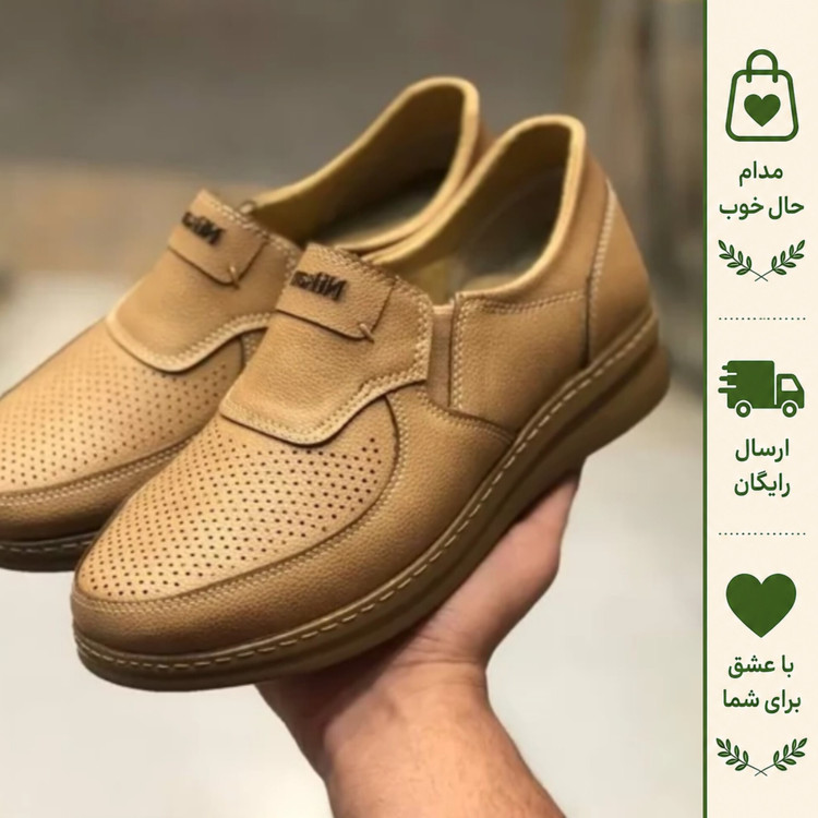 کفش طبی زنانه مدل ایدا با کفی آناتومیک و پد خارپاشنه رنگ کرم
