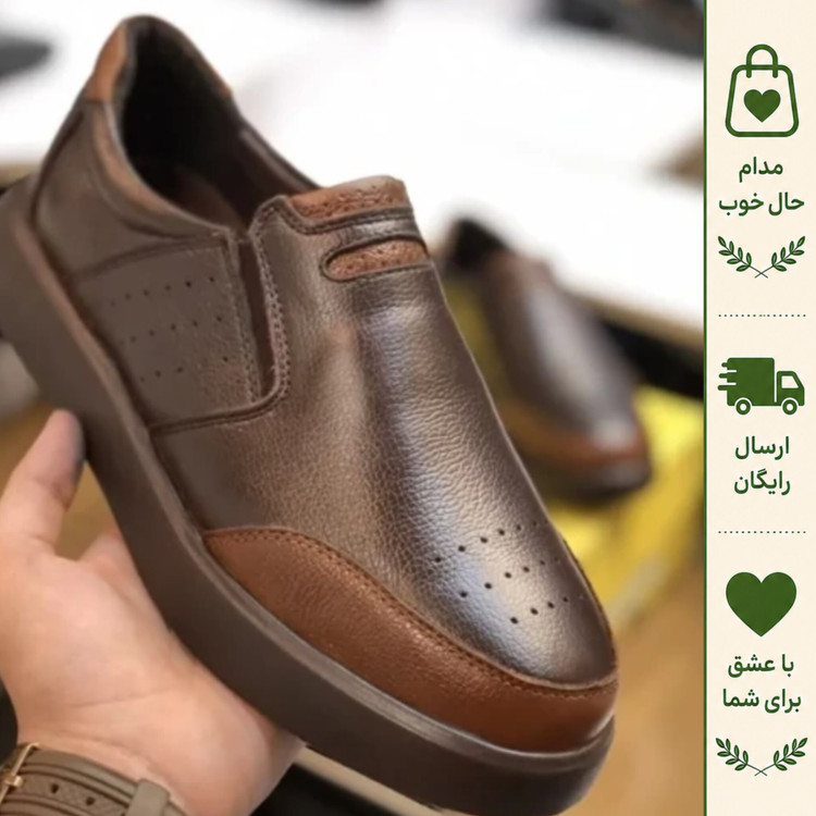 کفش چرم مردانه مدل دلوین رویه چرم طبیعی گاوی زیره طبی پیو