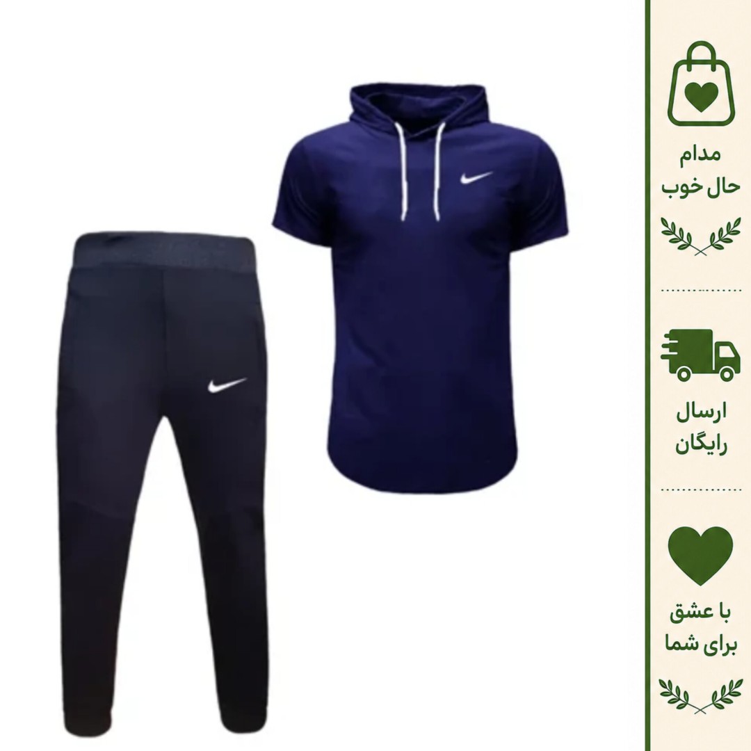 ست تیشرت و شلوار مردانه کلاهدار مدل ni کد 76787