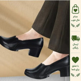 کفش طبی زنانه پاشنهدار مدل هلالی رویه چرم صنعتی رنگ مشکی