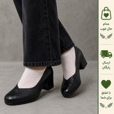 کفش طبی زنانه مدل ستایش پاشنه 5 سانت چرم صنعتی رنگ مشکی