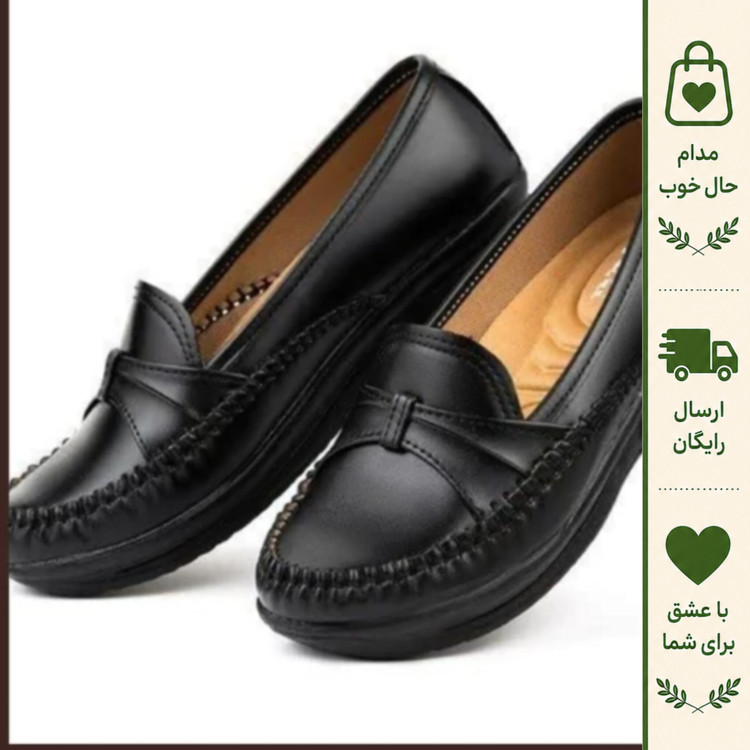 کفش طبی زنانه چرم رویه چرم زیره pu سبک و نرم پاشنه 4 سانت سایز 37 تا 40