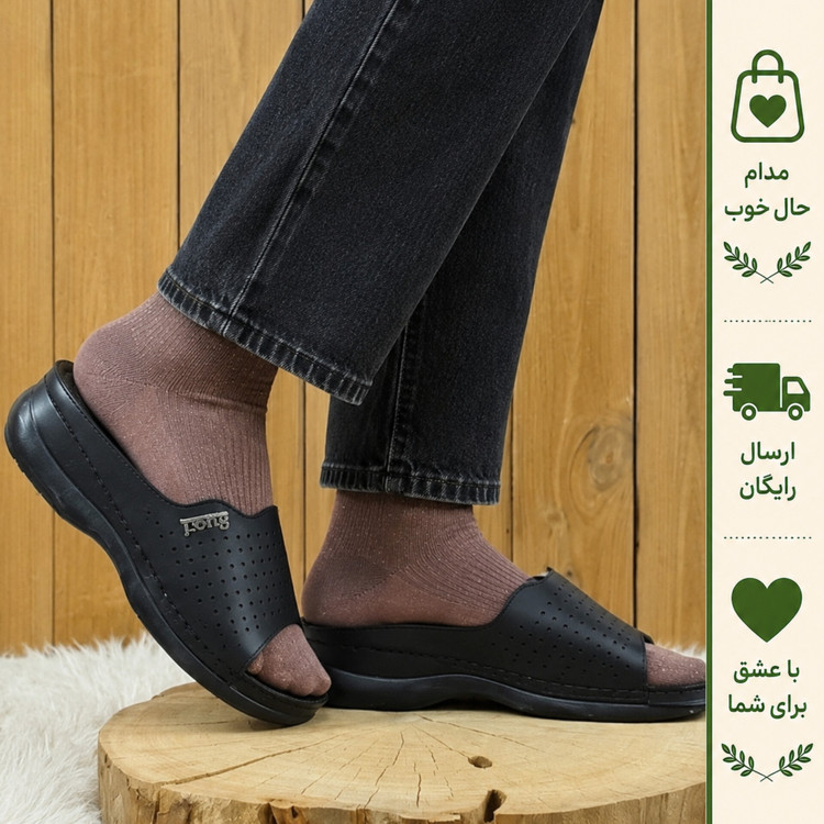 دمپایی طبی مدل سوزنی سبک با چرم صنعتی خارجی