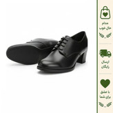 کفش چرم زنانه طبی بندی مدل پارمیس مشکی پاشنه 5 سانت
