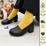 کفش طبی زنانه پاشنه دار مدل هلالی با رویه چرم صنعتی مشکی و زیره PVC