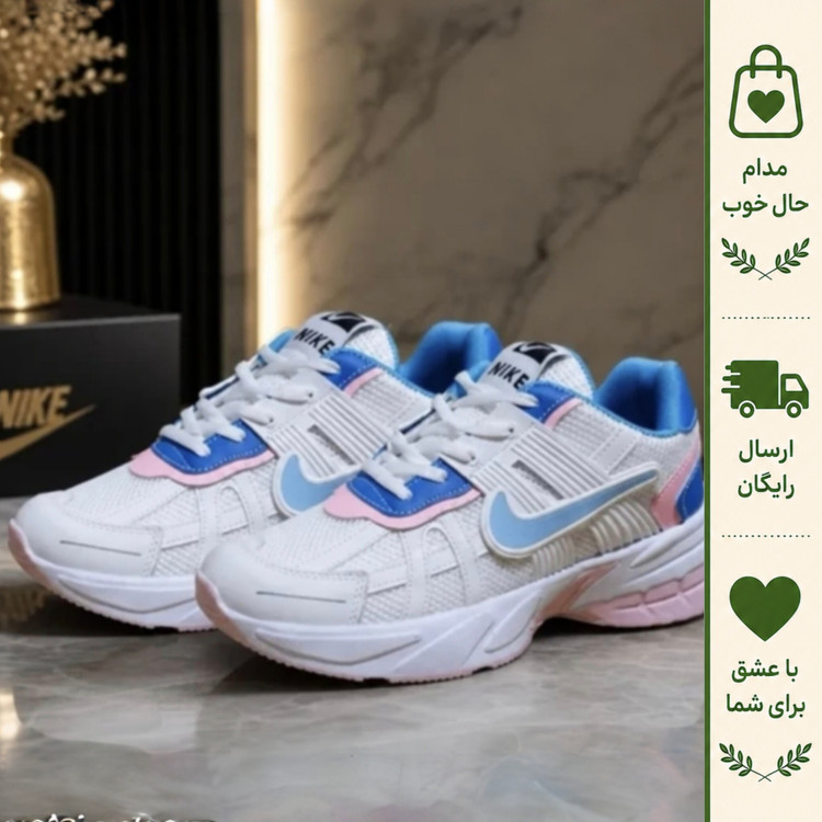 کفش کتانی زنانه نایک مدل V2K پاستیلی مناسب پیاده روی و باشگاه سایز 37 تا 40