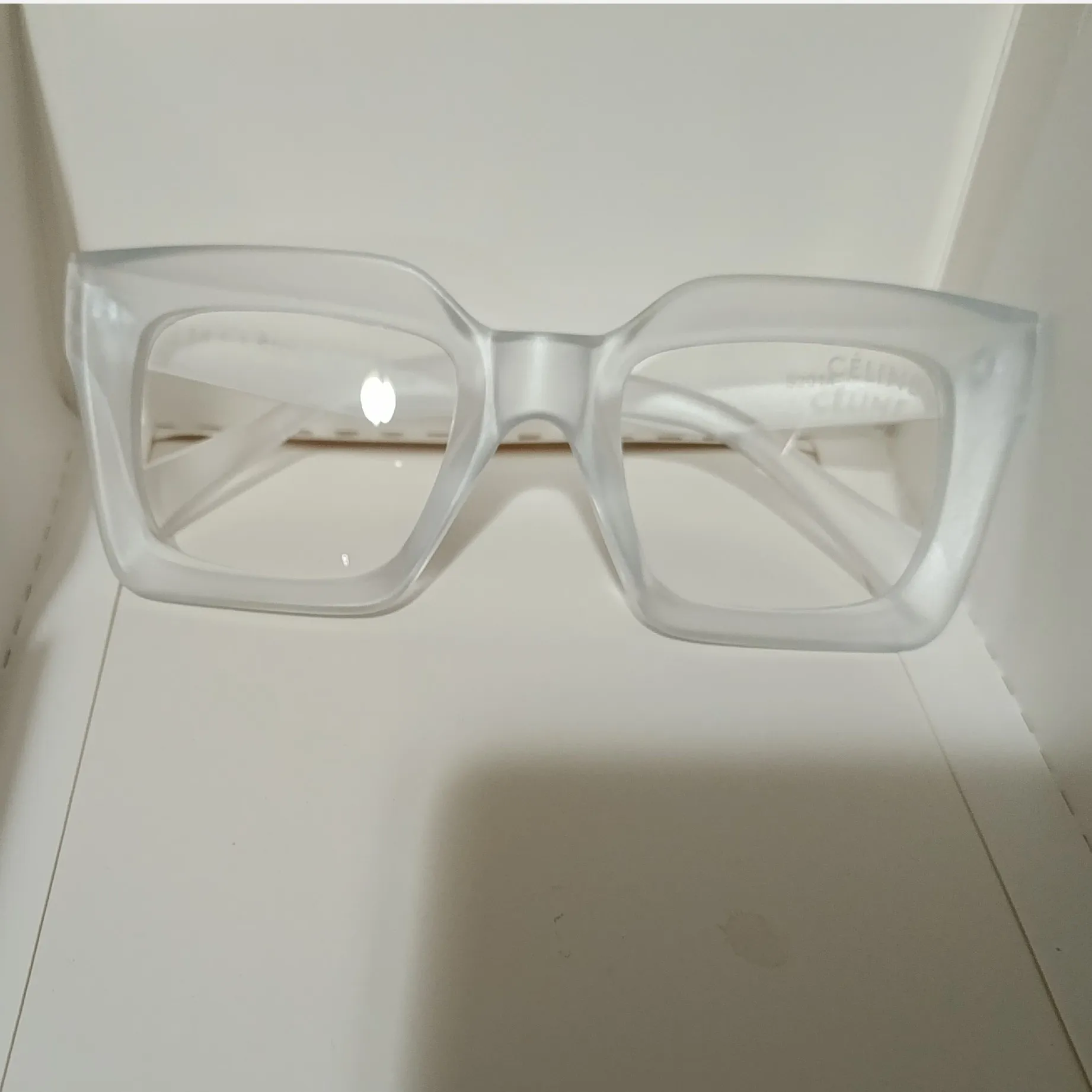 عینک بلوکات سلین کریستال شیشه بی رنگ UV400 شفاف یخی زنانه مردانه
