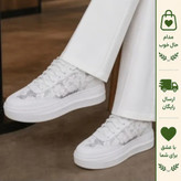 کفش ونس زنانه گیپوری سفید طرح گلدار سبک و راحت سایز 37 تا 40