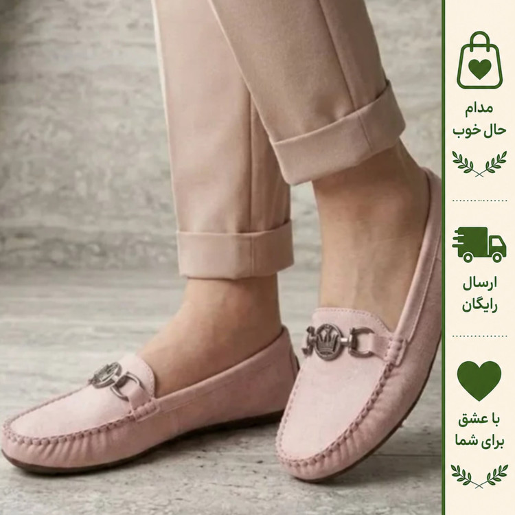 کفش کالج زنانه چرم مصنوعی صورتی سگک دار با زیره طبی و ضد لغزش