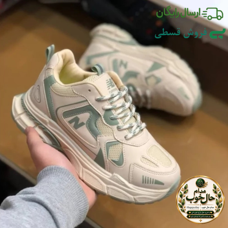 کفش زنانه نیوبالانس لژدار 990 کرم سبز رویه پارچه تنفسی زیره پیو