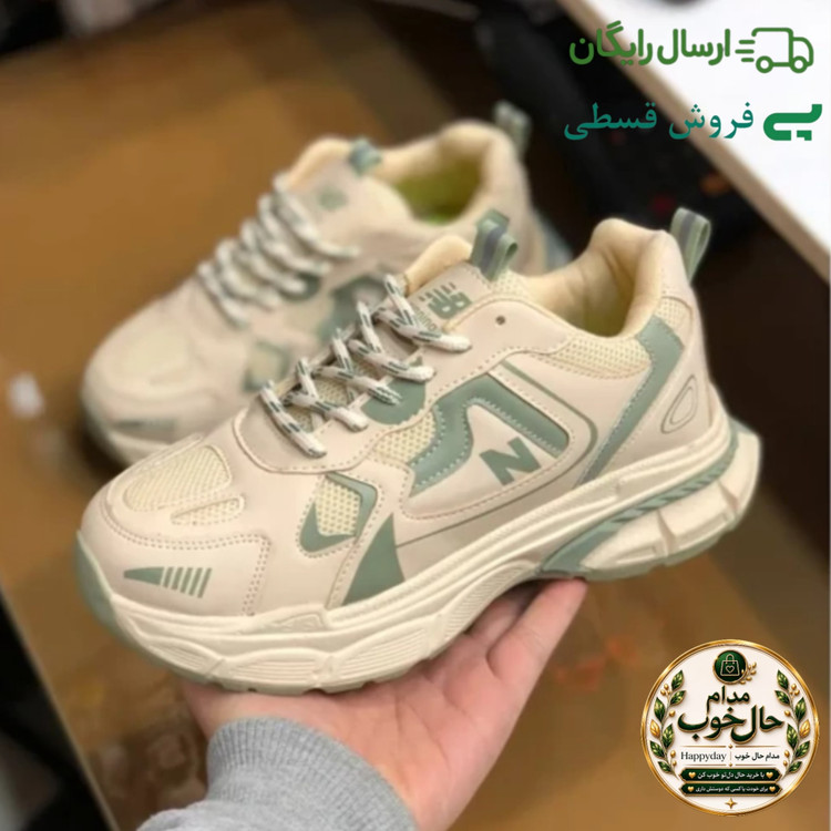 کفش زنانه نیوبالانس لژدار 990 کرم سبز رویه پارچه تنفسی زیره پیو