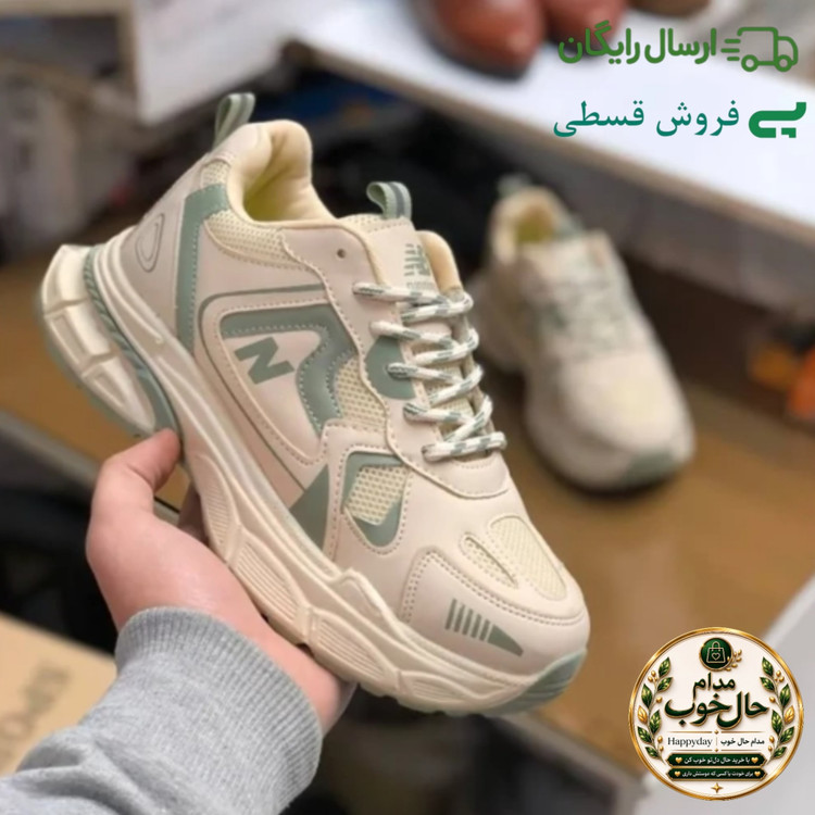 کفش زنانه نیوبالانس لژدار 990 کرم سبز رویه پارچه تنفسی زیره پیو