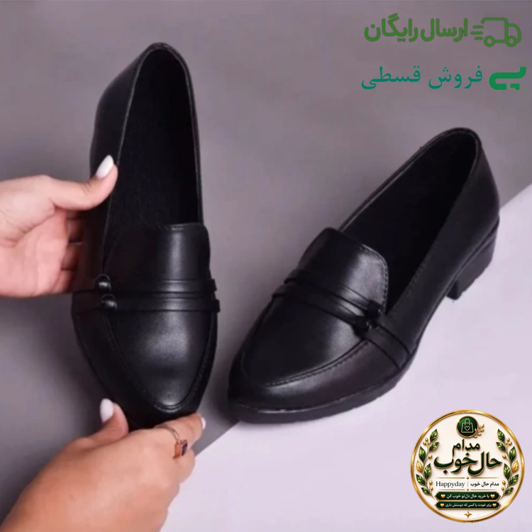 کفش زنانه آتوسا چرم خارجی درجه 1 اداری مجلسی مشکی زیره سبک راحت