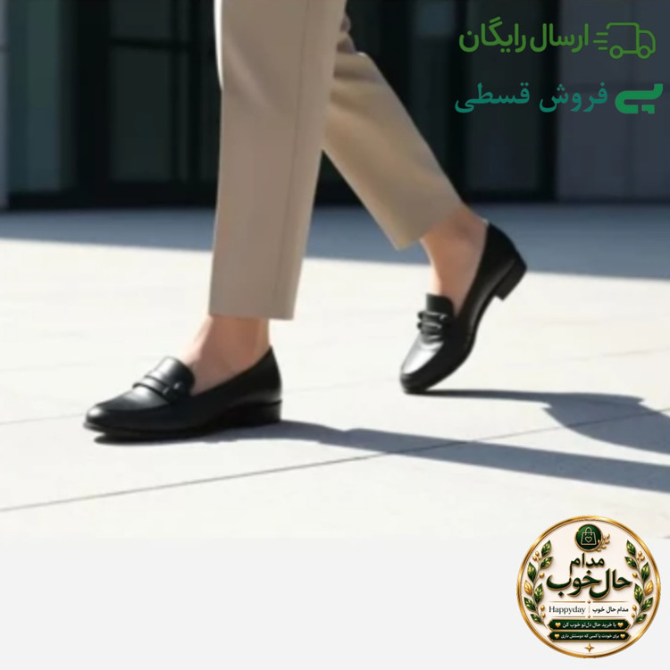 کفش زنانه کالج چرم خارجی درجه 1 پاپیون اداری مجلسی مشکی زیره سبک راحت