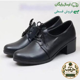 کفش زنانه مجلسی اداری مدل ملودی مشکی چرم پاشنه 5 سانت زیره سبک طبی سایز استاندارد