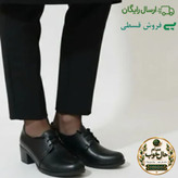 کفش زنانه مجلسی اداری مدل ملودی مشکی چرم پاشنه 5 سانت زیره سبک طبی سایز استاندارد