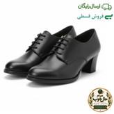 کفش زنانه مجلسی اداری مدل ملودی مشکی چرم پاشنه 5 سانت زیره سبک طبی سایز استاندارد