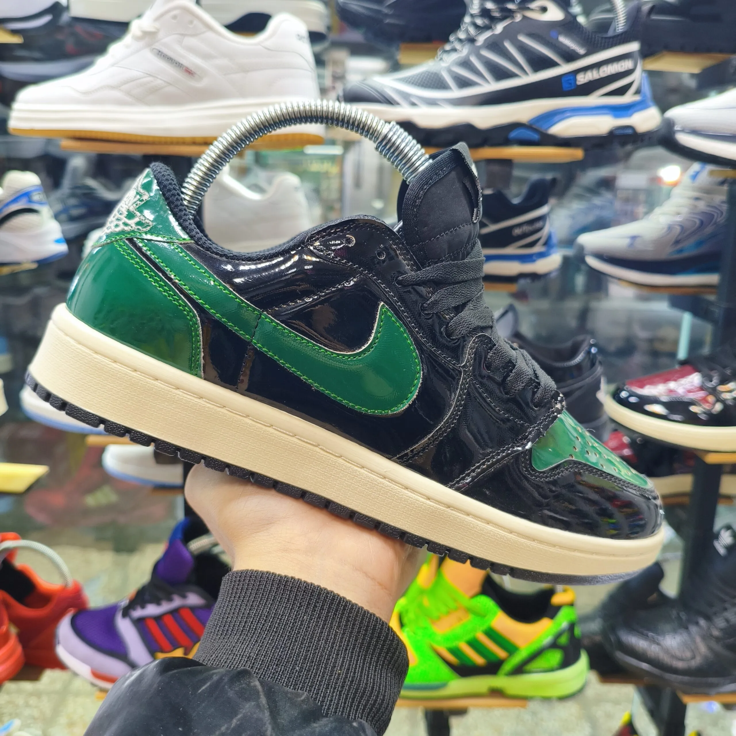 کتونی نایک جردن مدل ورنی مشکی سبز مردانه و زنانه