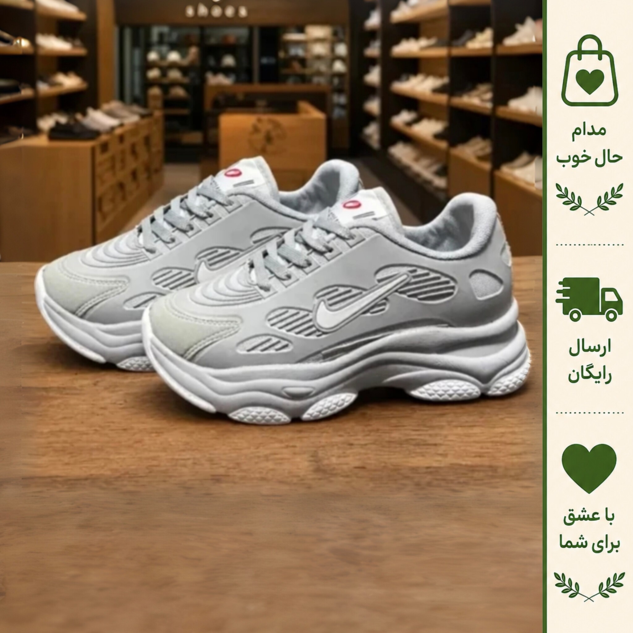 کفش کتانی زنانه نایک مدل نیو فیس رنگ طوسی سفید رویه بافت زیره پلیمر نرم و سبک