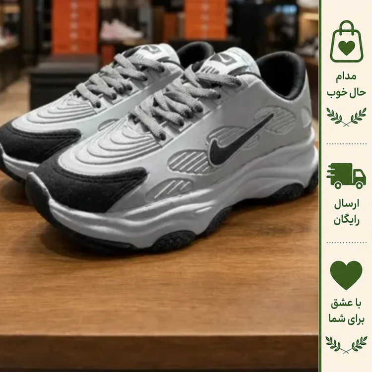 کفش اسپرت زنانه نایک مدل نیو فیس رنگ طوسی مشکی سایز 37 تا 40