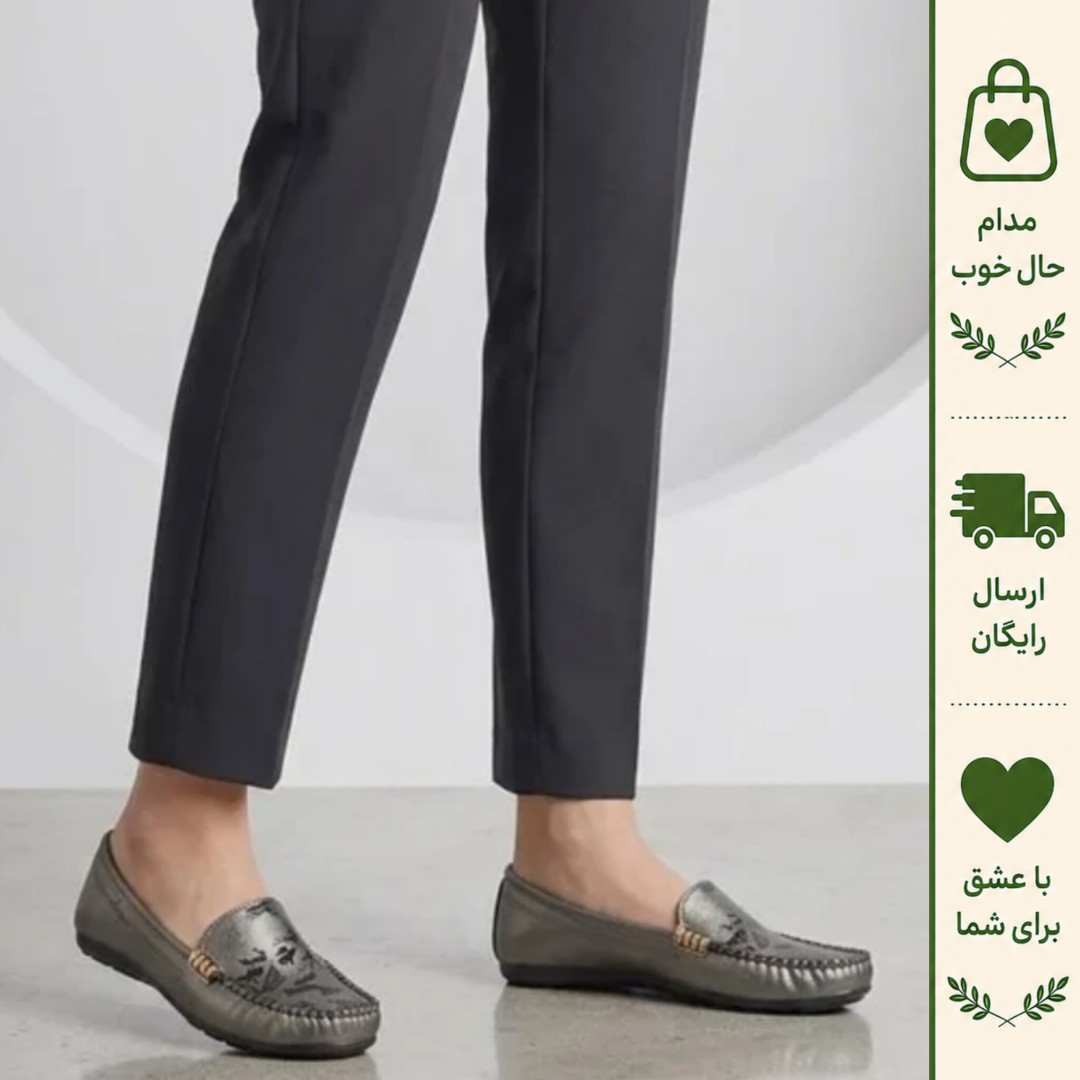 کفش کالج زنانه چرم مصنوعی زیتونی تخت و ضد لغزش