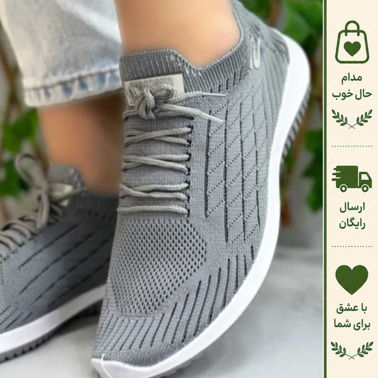 کفش کتونی زنانه و مردانه اسکیچرز بنددار رنگ طوسی و مشکی