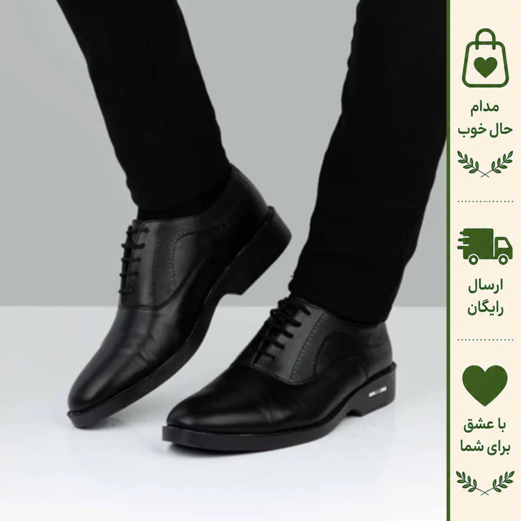 کفش مردانه چرم طبیعی رسمی مجلسی طبی هامون مدل mh مشکی و قهوه ای سایز 40 تا 44